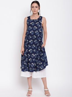trueBrowns - Navy Blue Floral Co-ordinates (Set of 2)
