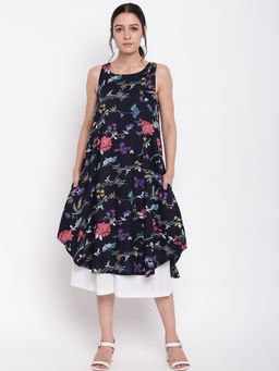 trueBrowns - Navy Blue Floral Co-ordinates (Set of 2)