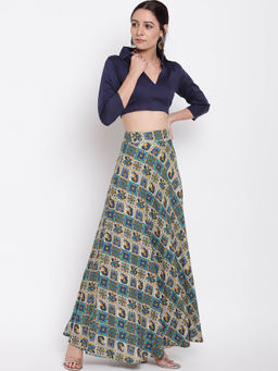 trueBrowns - Multi-Color Printed Skirt With Top (Set of 2)