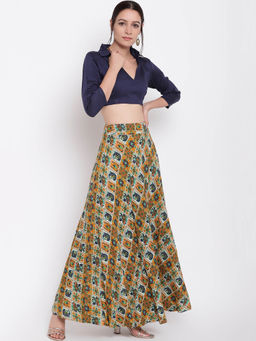 trueBrowns - Multi-Color Printed Skirt With Top (Set of 2)