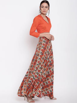 trueBrowns - Multi-Color Printed Skirt With Top (Set of 2)