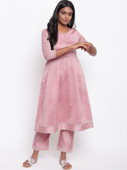 trueBrowns - Pink Gota Gathered Kurta