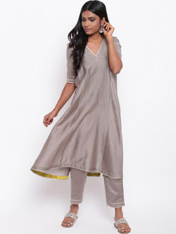 trueBrowns - Purple Gota Flared Kurta