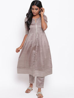 trueBrowns - Purple Gota Slit Kurta