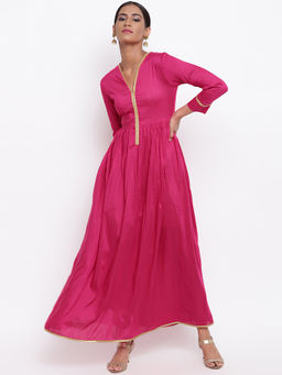 trueBrowns - Pink Lace Maxi Dress