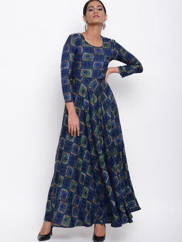 trueBrowns - Blue Elephant Maxi Dress
