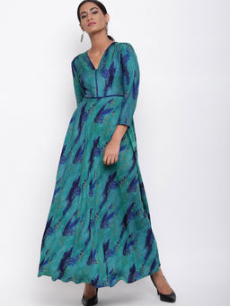 trueBrowns - Blue Flower Maxi Dress