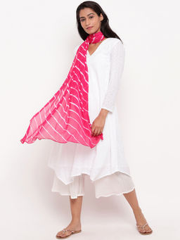trueBrowns - Pink Leheriya Chiffon Dupatta