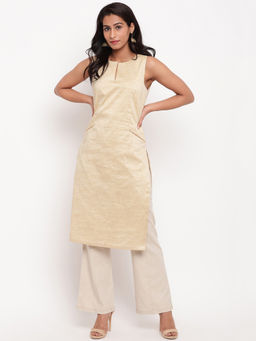 trueBrowns - Beige Tushar Silk Kurta