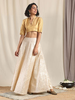 trueBrowns - Ivory Gold Brocade Blouse & Skirt (Set of 2)
