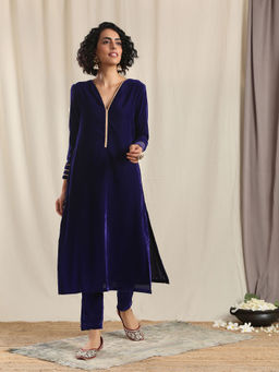 trueBrowns - Blue Velvet Gota Kurta