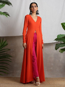 trueBrowns - Orange Solid Kurta