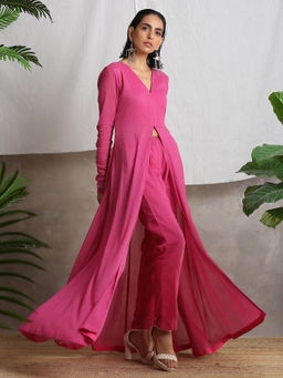 trueBrowns - Magenta Solid Kurta