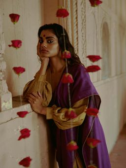 trueBrowns - Silk Gold Gathered Sleeve Blouse