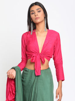 trueBrowns - Silk Pink Tie Up Blouse