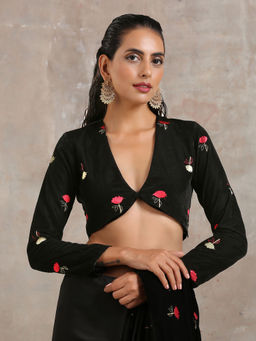 trueBrowns - Black Velvet Embroidered Blouse