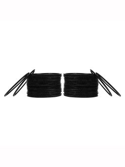 Arendelle - Black Traditional Shinning Metal Bangles (Set of 36)