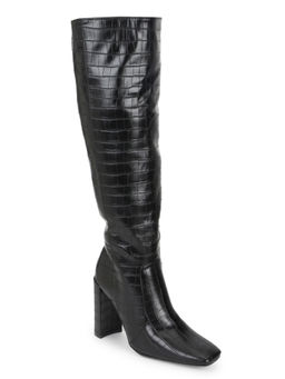 Truffle Collection - Black Animal Print Boots
