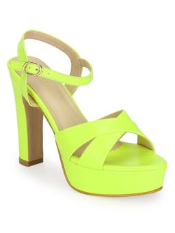 Truffle Collection - Lemon Green PU High Platform Heels