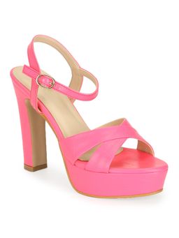 Truffle Collection - Neon Pink PU High Platform Heels