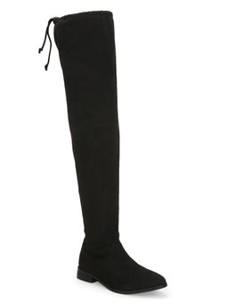 Truffle Collection - Black Suede Thigh High Boots