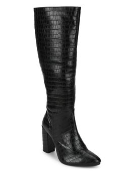 Truffle Collection - Black Animal Print Boots
