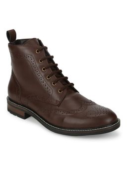 Truffle Collection Brown Pu Lace Up Men's Ankle Boots