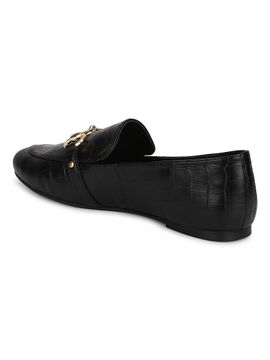 Black Croc PU Loafer Shoes 