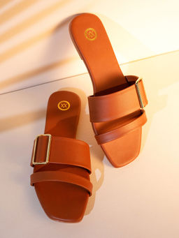 Twenty Dresses by Nykaa Fashion - Tan Buckled To Style Flats