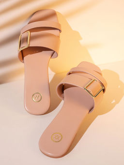 Twenty Dresses by Nykaa Fashion - Pink Solid Strappy Square Toe Flats