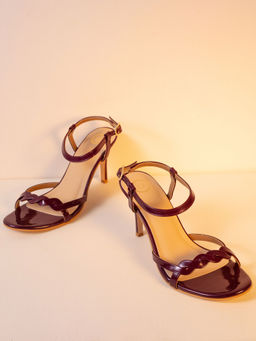 Twenty Dresses by Nykaa Fashion - Wine Round Toe Twisted Strap Stiletto Heels