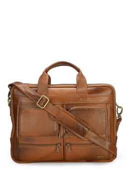 Teakwood - Leathers Tan Solid Laptop Bag