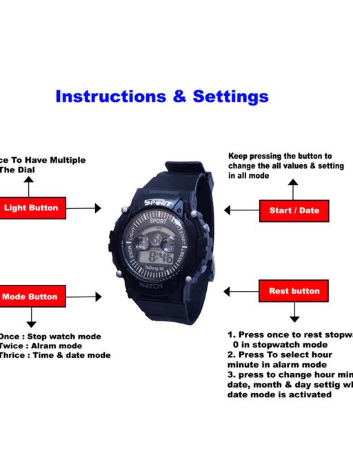 Three Buttons Change Time In Digital Watch Three Buttons Casio - Main Image