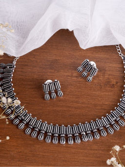 Teejh - by Joker and Witch Silver Brass Necklace with Earrings (Set of 2)