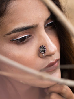 Teejh - by Joker and Witch Soumya Red Stone Nose Pin