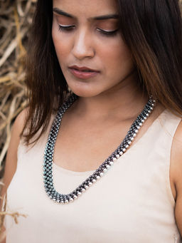 Teejh - by Joker and Witch Aanshi Long Silver Oxidised Necklace