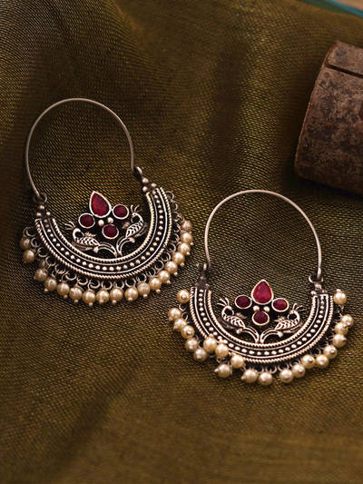 By Joker and Witch Silver Mixed Metal Earrings