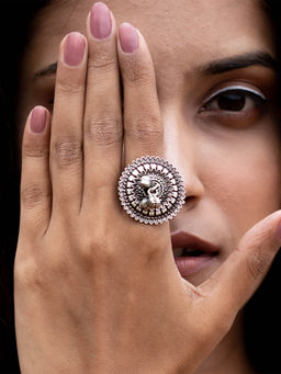 Teejh - by Joker and Witch Loukya Silver Oxidised Ring