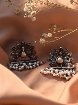 Teejh - by Joker & Witch Morni Silver Oxidised Earrings for Women