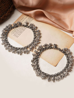 Teejh - by Joker and Witch Ela Silver Oxidised Ghungroo Anklet for Women