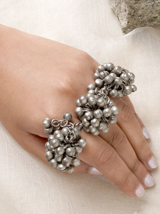Teejh by Joker and Witch Chasmum Ghungroo Silver Oxidised Ghungroo Ring for Women