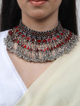 Teejh - by Joker and Witch Zaira Red Choker Necklace for Women