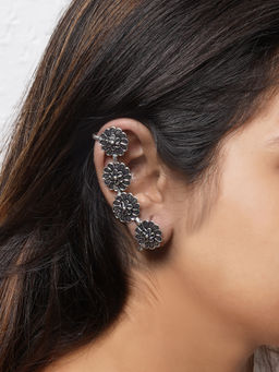 Teejh - by Joker and Witch Rashtri Silver Oxidised Earcuffs for Women