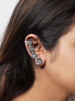 Teejh - by Joker and Witch Darani Silver Oxidised Earcuffs for Women