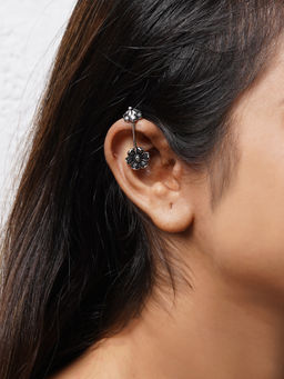 Teejh - by Joker and Witch Januja Silver Oxidised Clip On Bugadi for Women