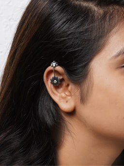 Teejh - by Joker and Witch Ladli White Stone Silver Oxidsed Clip On Bugadi for Women