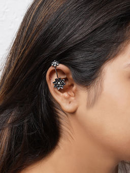 Teejh - by Joker and Witch Ridhima White Stone Silver Oxidsed Clip On Bugadi for Women