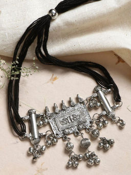 Teejh - by Joker and Witch Adweta Silver Oxidised Choker Necklace for Women