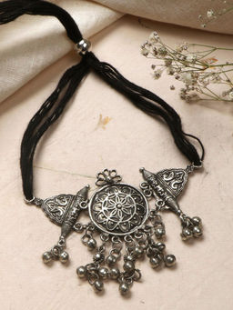 Teejh - by Joker and Witch Amrita Silver Oxidised Choker Necklace for Women