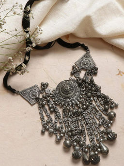 Teejh - by Joker and Witch Dayami Silver Oxidised Choker Necklace for Women